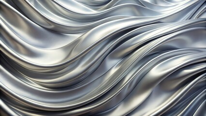 Silver fabric cascading in gentle waves, fabric, silk, draping, flowing, elegant, luxurious, texture, shimmering, soft