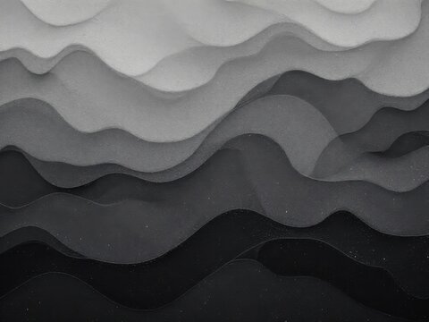 Abstract black and grey layered paper texture with flowing curves, creating a modern and dynamic background, great for contemporary or artistic designs.