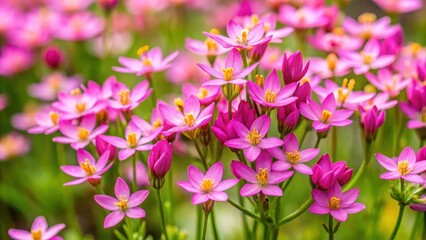 Fototapeta premium Pink flowers of centaurium erythraea in a vibrant natural setting, pink, flowers, centaurium erythraea, plant, nature