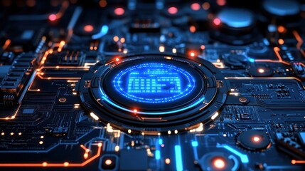 Futuristic digital data processing unit.