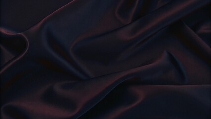 Obraz premium Dark red satin fabric drapes elegantly against a rich, dark background, showcasing its luxurious shine and texture.