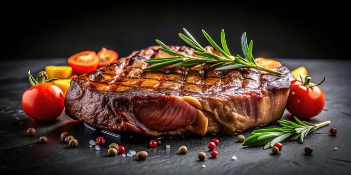 Bodeg?n de chulet?n de tenera sobre fondo negro, Spanish cuisine, gourmet,  Spanish cuisine