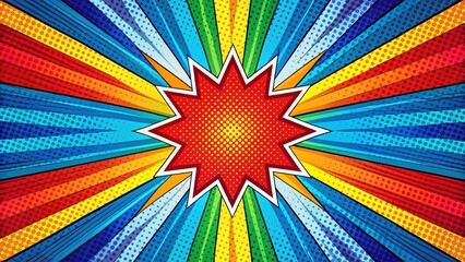 Colorful comic book style radial backdrop with geometric shapes and bold lines, geometry, artwork,  geometry