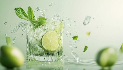 Refreshing Lime Mojito Cocktail with Mint