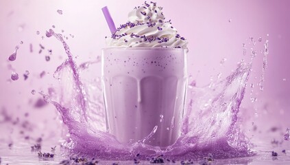Purple Lavender milkshake with whipped cream splash
