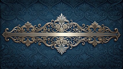 Intricately designed silver filigree page divider with delicate floral patterns and gold accents on a velvet background , page divider, floral patterns