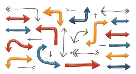 Colorful Arrow Collection Illustration with Various Directions and Styles for Business and Graphic Design