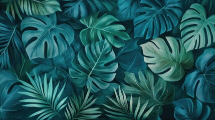 “Close-Up of a Tropical Green Leaf Background – Fresh Flat Lay Wallpaper Concept”