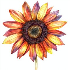 Fototapeta premium Vibrant Watercolor Sunflower Illustration