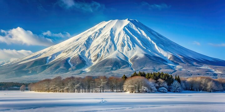Snow-covered Mount Asama in winter, winter, Mount Asama, snow, cold, snow-capped, landscape, nature, Japan, volcano, outdoor, scenic