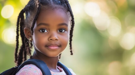 Confident African American Girl Looking Ahead with Determination, Focus on Eyes - Education, Diversity, Youth Concept