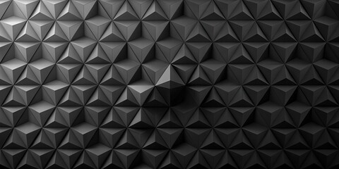Black abstract background with parametric low poly triangle design for presentation template. rendering, abstract