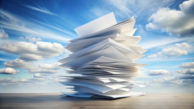 Stack of papers blowing in gentle breeze, papers, stack, blowing, gentle, breeze, wind, office, documents, white, fly