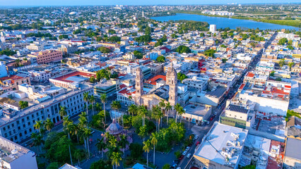 Aerial view of the port city of Tampico Tamaulipas, Mexico. In the center stands out the...