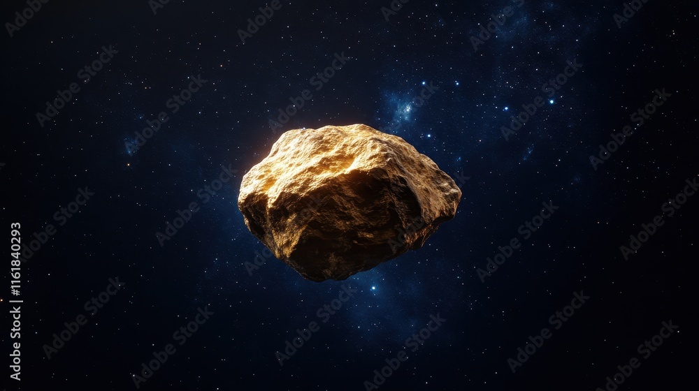 Poster asteroid discovery outer space 3d animation cosmic environment digital perspective astrophysics expl