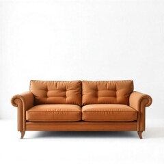 Fototapeta premium broen leather sofa on white background, isloted