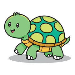 Turtle Cartoon with Smile and Happy Face, good for Meme or Design Element