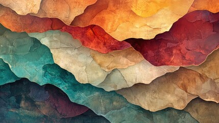 Vibrant 4K Abstract Wallpaper with Colorful Shapes, Textures, and a Teal-Orange Color Scheme