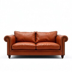 Fototapeta premium broen leather sofa on white background, isloted