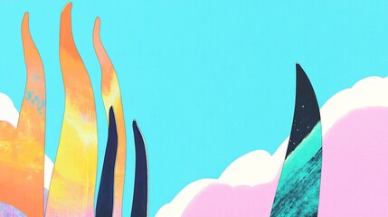 Vibrant Digital Painting: Joyfully Abstract Sky Illustration. AI Generated
