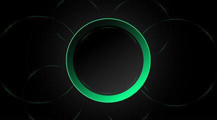 Modern circular shape background design | Abstract background design with line and 3d shape | 3d circle background design with green color