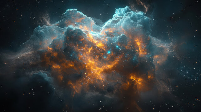 A dreamlike vision of an artificial intelligence forming a humanoid shape from swirling galaxies and stardust, set against a vast cosmic expanse with vibrant nebulae, celestial glow