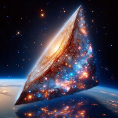 Wedge shaped Galaxy A galaxy shaped like a wedge with one end la