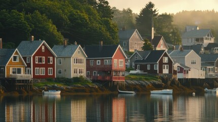 Obraz premium Seaside towns charm with their beauty.