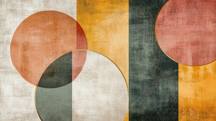 Modern Abstract Geometric Pattern Painting with Soft Earthy Tones