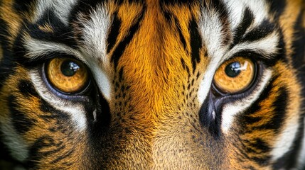 Close-up View of the Fierce Eyes of a Red Tiger