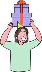 People in New Year's celebration moment, fun action, 2025