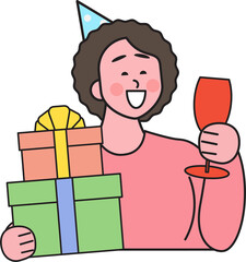 People in New Year's celebration moment, fun action, 2025