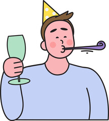 People in New Year's celebration moment, fun action, 2025