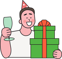 People in New Year's celebration moment, fun action, 2025