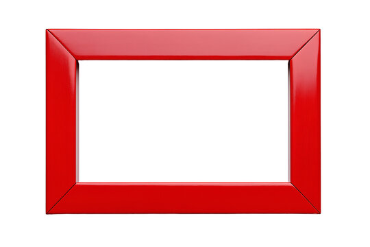 Bold red lacquer frame with a high gloss finish, modern style. Isolated on transparent or white background cut out