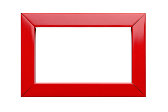 Bold red lacquer frame with a high gloss finish, modern style. Isolated on transparent or white background cut out
