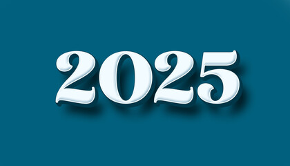 2025 New Year 3D Text Effect on Minimalistic Blue Background