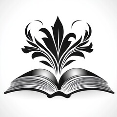 Open book with elegant floral design.