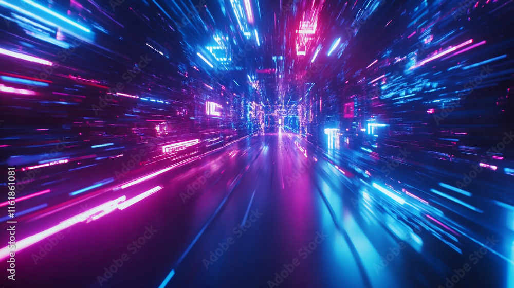 Poster energetic and colorful laser lights producing vibrant and intricate patterns against a dark backgrou