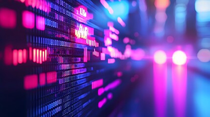 Glowing Digital Data Streams in Futuristic Cyberspace Visualization