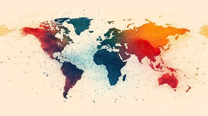Globalization illustrated with interconnected digital networks. 