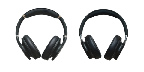 headphones isolated on a transparent background. black wireless headphone set. generative ai