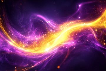 Energetic purple and yellow burst with vibrant light swirls