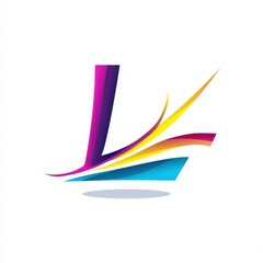 letter L with abstract motion lines icon logo illustration isolated on white background