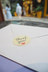 An Elegant Thank You Card featuring a delightful Heart Sticker in CloseUp