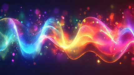 High Saturated Color Abstract Wave Background, Neon light glowing energy lightning textured backdrop. 