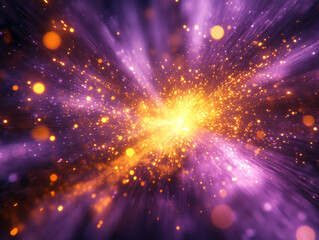 Radiant purple and yellow burst with dynamic light highlights
