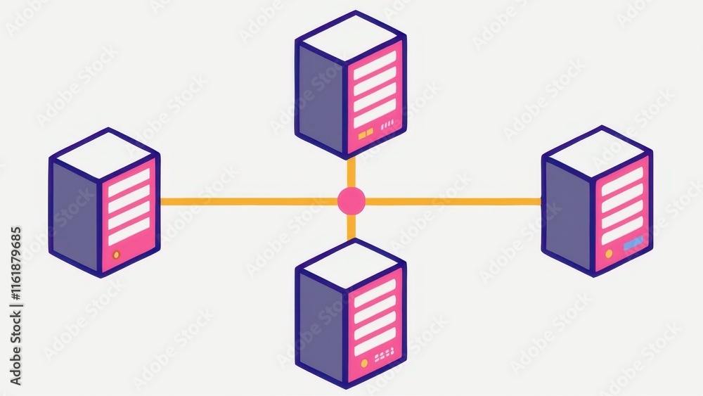 Poster networked servers connected by lines illustrating data transfer.