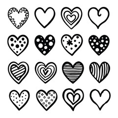 Collection of illustrated heart icons
