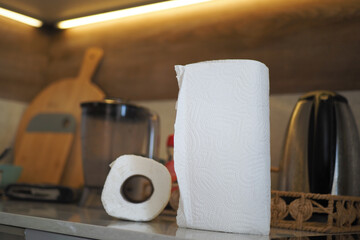 Kitchen Essentials Paper Towels and a Blender for Modern Cooking Needs
